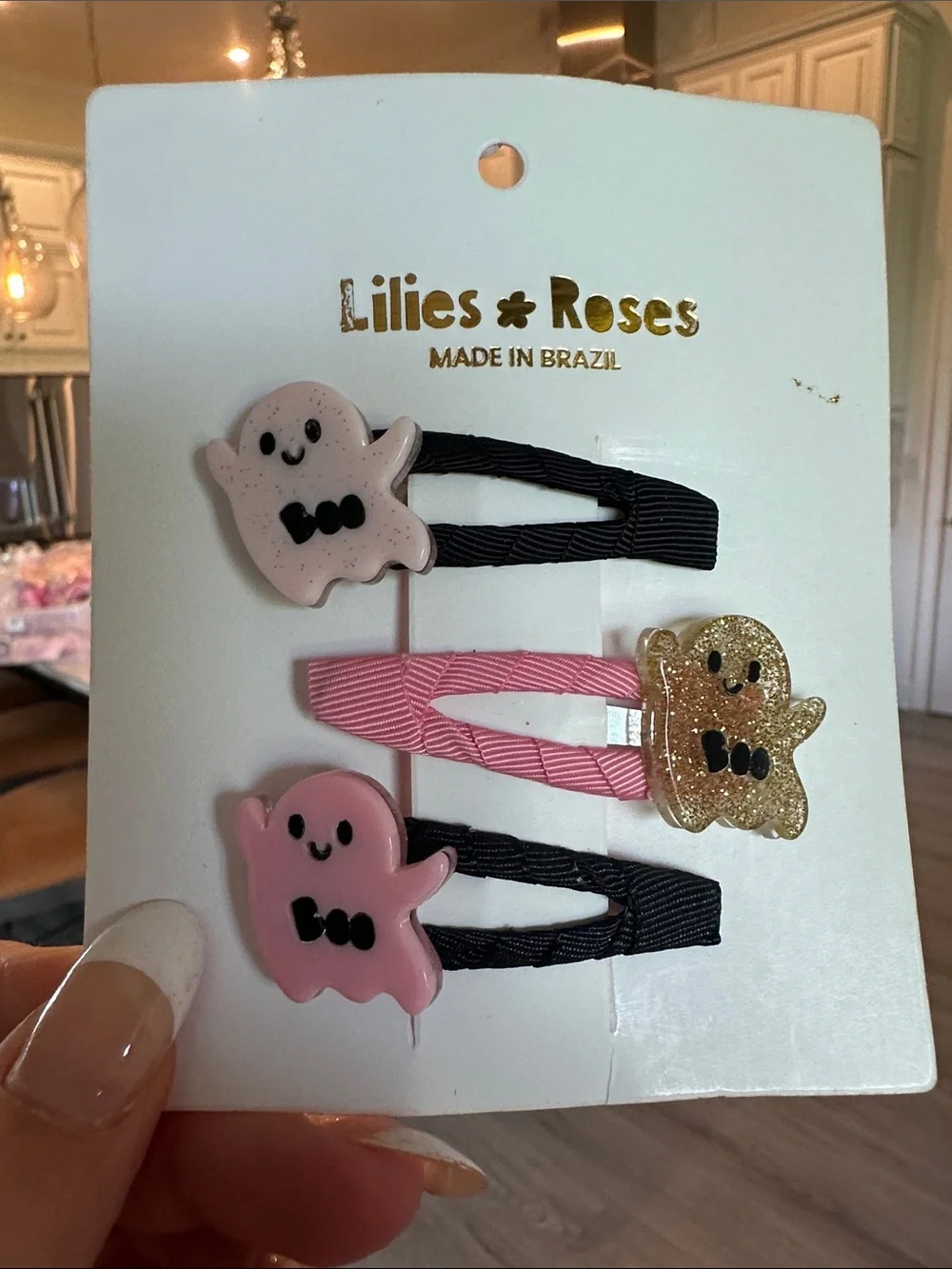 Pink Ghost Snap Hair Clips - 4 Pack